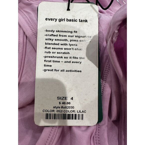 Nancy Rose Performance Lilac Racerback Tank Top Size 4 Pima Cotton Blend  Lycra - Picture 5 of 9